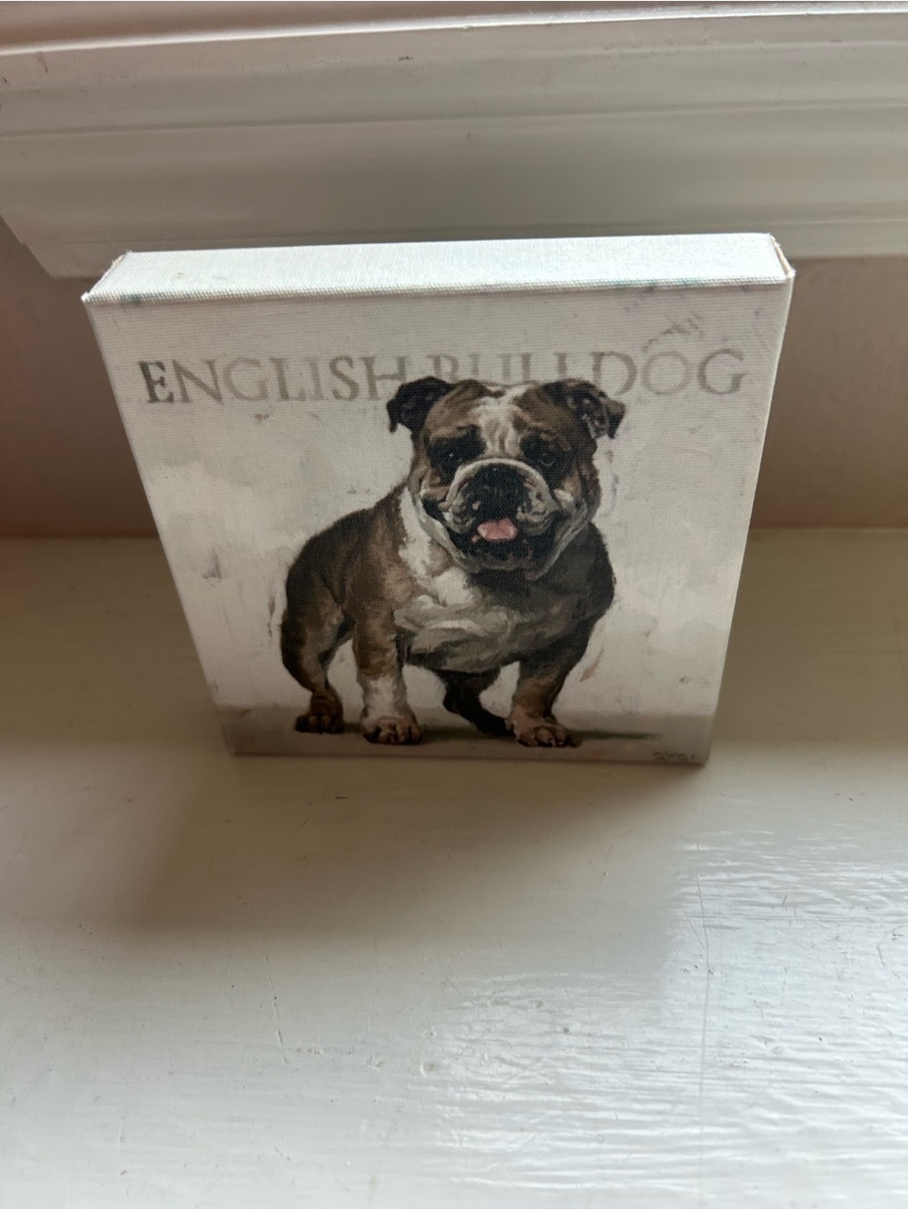 English Bulldog Canvas Wall Art - Brindle and White